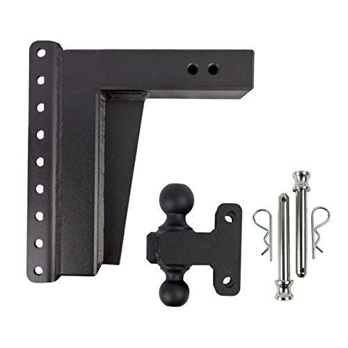 BulletProof Hitches 3.0" Adjustable Extreme Duty (36,000lb Rating) 12" Drop/Rise Trailer Hitch with 2" and 2 5/16" Dual Ball (Black Textured Powder Coat, Solid Steel)