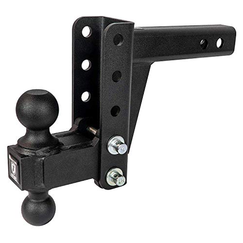 BulletProof Hitches 2.0" Adjustable Medium Duty (14,000lb Rating) 4" Drop/Rise Trailer Hitch with 2" and 2 5/16" Dual Ball (Black Textured Powder Coat)