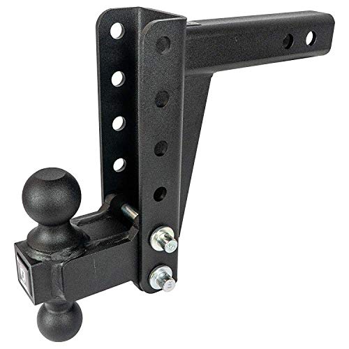 BulletProof Hitches 2.0" Adjustable Medium Duty (14,000lb Rating) 6" Drop/Rise Trailer Hitch with 2" and 2 5/16" Dual Ball (Black Textured Powder Coat)
