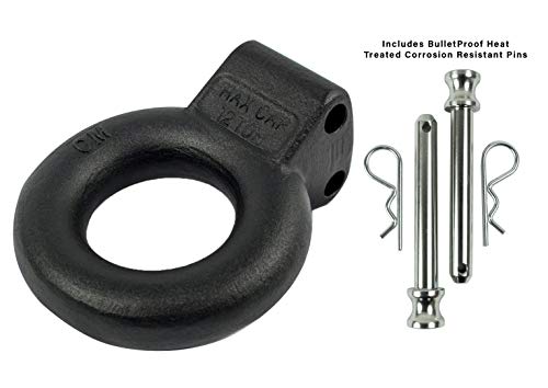 BulletProof Hitches Pintle Loop Lunette Ring Rated to 24,000lbs. for Towing Pintle Military Trailers, Demolition, Recovery (Solid Steel, Black Textured Powder Coat)