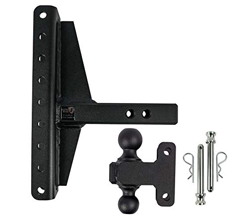 BulletProof Hitches 2.0" Adjustable Extreme Duty (30,000lb Rating) Offset 4" & 6" Drop/Rise Trailer Hitch with 2" and 2 5/16" Dual Ball (Black Textured Powder Coat, Solid Steel)