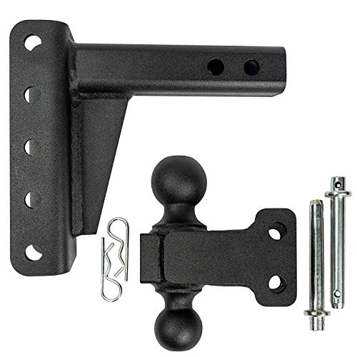 BulletProof Hitches 2.0" Adjustable Medium Duty (14,000lb Rating) 4" Drop/Rise Trailer Hitch with 2" and 2 5/16" Dual Ball (Black Textured Powder Coat)