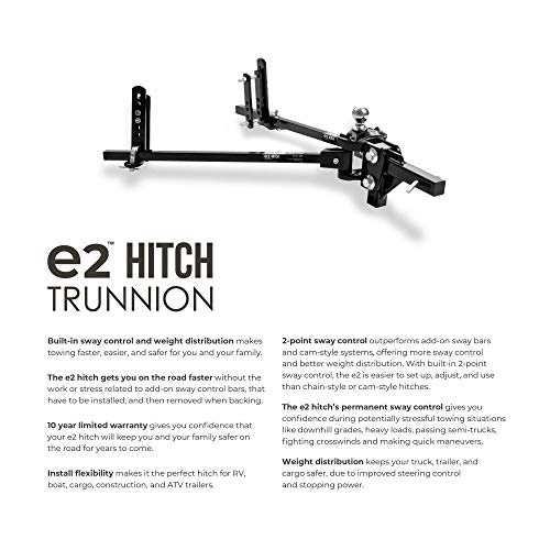 Fastway e2 2-Point Sway Control Trunnion Hitch, 92-00-0450, 4,500 Lbs Trailer Weight Rating, 450 Lbs Tongue Weight Rating, Weight Distribution Kit Includes Standard Hitch Shank, Ball NOT Included