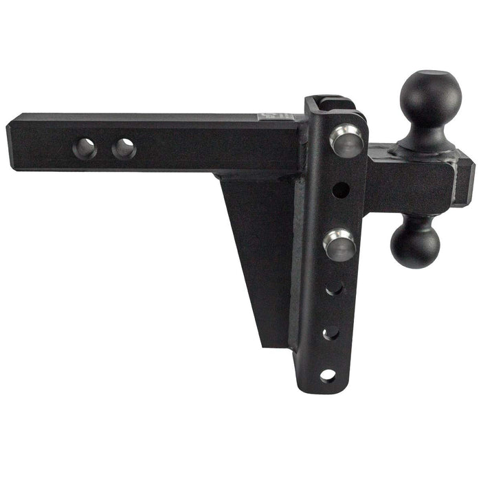 BulletProof Hitches 2.0" Adjustable Heavy Duty (22,000lb Rating) 10" Drop/Rise Trailer Hitch with 2" and 2 5/16" Dual Ball (Black Textured Powder Coat, Solid Steel)