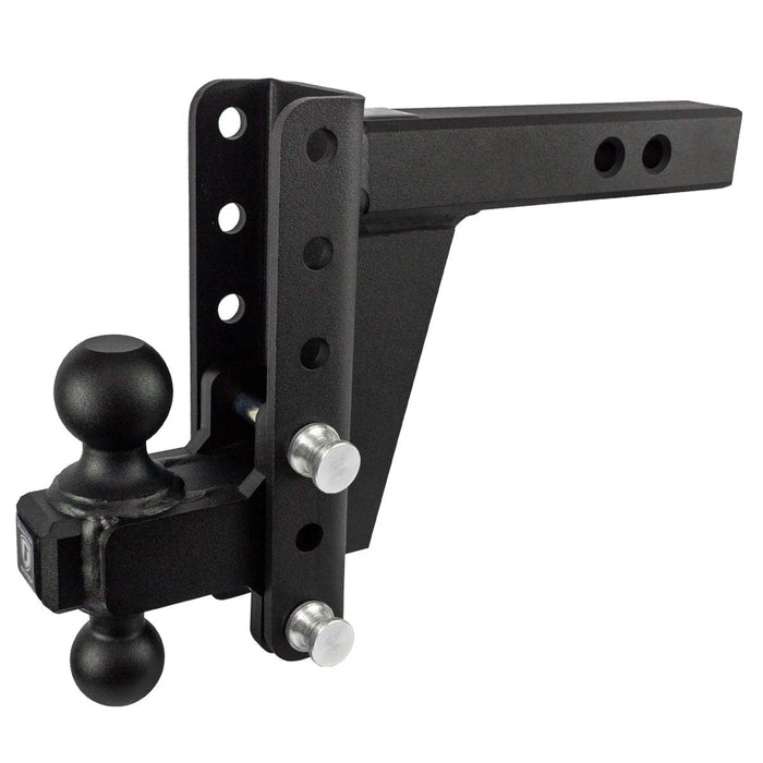 BulletProof Hitches 2.0" Adjustable Heavy Duty (22,000lb Rating) 10" Drop/Rise Trailer Hitch with 2" and 2 5/16" Dual Ball (Black Textured Powder Coat, Solid Steel)