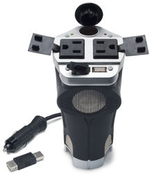 200 Watt DC to AC Cup Holder Design Power Inverter with USB Port & 2 AC Outlets