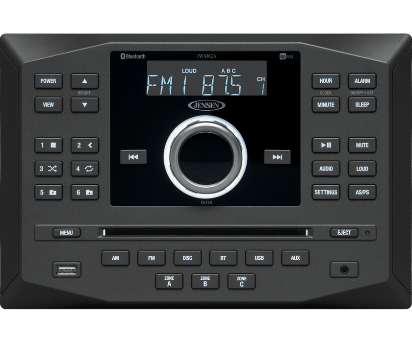 Jensen JWM62A RV multi-zone entertainment system with Bluetooth